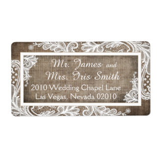 Witte Kant Burlap Modern Gothic Bruiloft Label