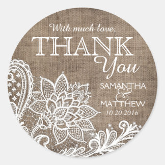 Witte Kant Burlap Modern Gothic Dank je Label