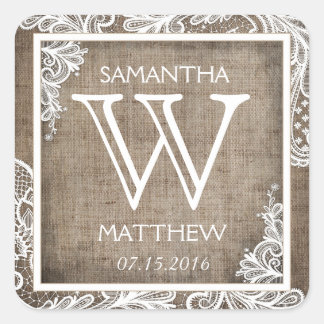 Witte Kant Burlap Modern Gothic Wedding Gift Label