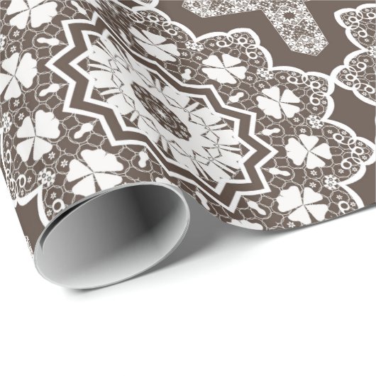 Witte kant cadeaupapier (Rol Hoek)