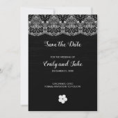 Witte kant en bloem save the date (Voorkant)