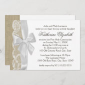 Witte kant en Burlap Eerste Communie Kaart (Voorkant / Achterkant)