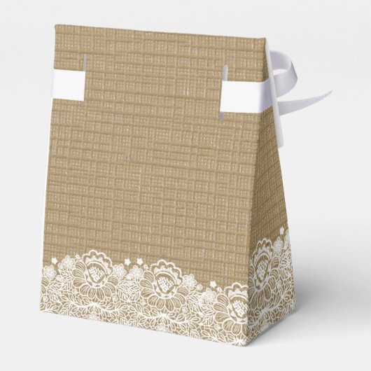 Witte Kant en Burlap Land Chique Bruiloft Bedankdoosjes (Achterkant)