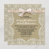 Witte kant en jute bruiloft uitnodigingen (Voorkant / Achterkant)