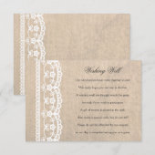 Witte kant-en-klar bruiloftswenskaart met jute en  informatiekaartje (Voorkant / Achterkant)