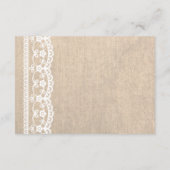 Witte kant-en-klar bruiloftswenskaart met jute en  informatiekaartje (Achterkant)