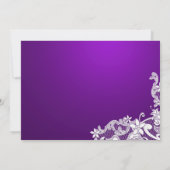 Witte kant en Paarse bruiloft Kaart (Achterkant)