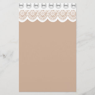 Witte kant en parels briefpapier