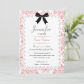 Witte kant en roze Damask Sweet 16 5x7 Kaart (Staand voorkant)