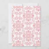 Witte kant en roze Damask Sweet 16 5x7 Kaart (Achterkant)