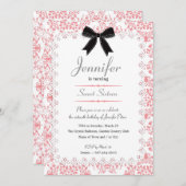 Witte kant en roze Damask Sweet 16 5x7 Kaart (Voorkant / Achterkant)