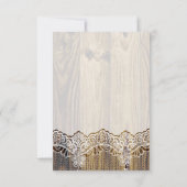 Witte kant & hart op hout bruiloft RSVP (Achterkant)