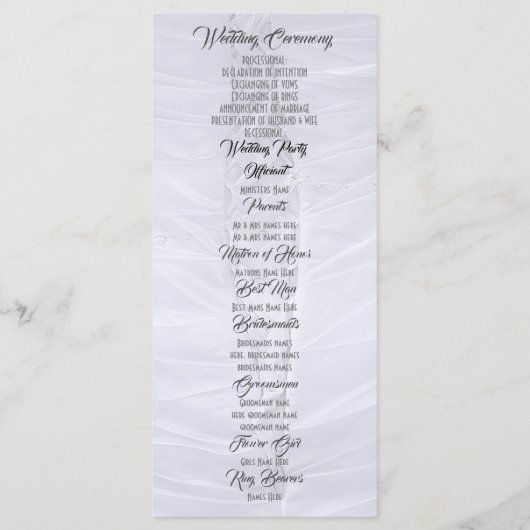 Witte kant jurk kerk bruiloft programma (Achterkant)