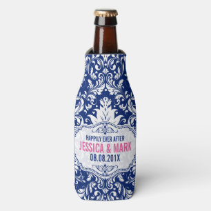 Witte kant met blauwe achtergrond roze Actie 3b Flesjeskoeler