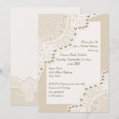 Witte kant met parels bruiloft vrijgezellenfeest kaart (Voorkant / Achterkant)