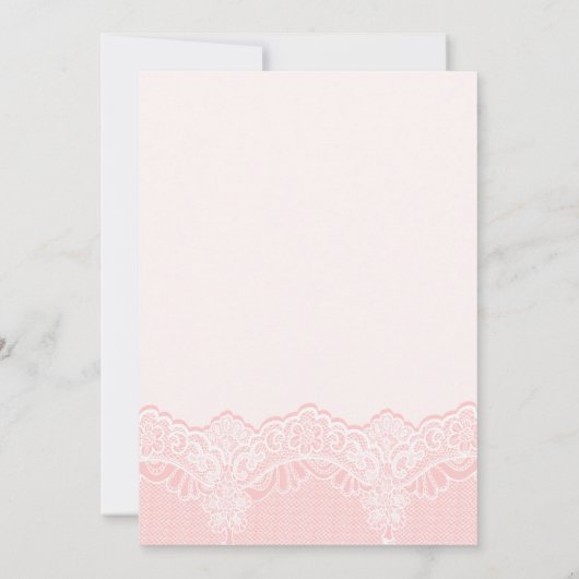 Witte kant met parels roze bruidsparen douche kaart (Achterkant)