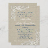  Witte kant ontwerp bruiloft Kaart (Voorkant / Achterkant)