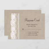 Witte kant op Burlap RSVP (Voorkant / Achterkant)