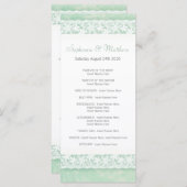 Witte kant op groene bruiloft programma rack kaart (Voorkant / Achterkant)