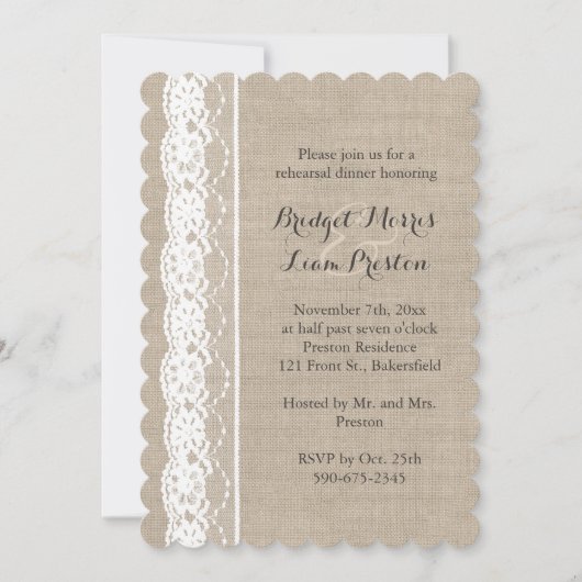 Witte kant op het repetitieproces van Burlap Kaart (Voorkant)