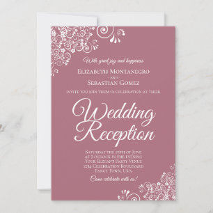 Witte kant op stoffige roos Elegante trouwreceptie Kaart