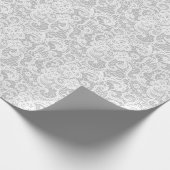 Witte Kant op Zilver Verpakkend Document Cadeaupapier (Hoek)