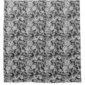 Witte kant op zwart douchegordijn (Voorkant)