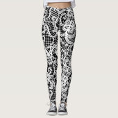 Witte kant op zwart leggings (Voorkant)