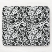 Witte kant op zwart muismat (Voorkant)