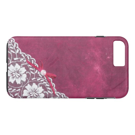 Witte kant + parels op roze achtergrond Case-Mate iPhone case (Achterkant (Horizontaal))