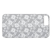Witte kant patroon op grijze achtergrond Case-Mate iPhone case (Achterkant (Horizontaal))