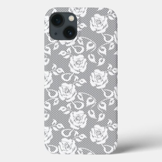 Witte kant patroon op grijze achtergrond Case-Mate iPhone case (Achterkant)