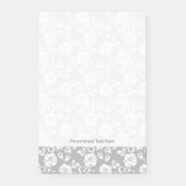 Witte kant patroon op grijze achtergrond post-it® notes (Voorkant)