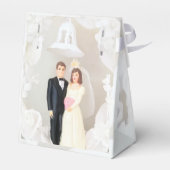 Witte Kant & Roos bladeren Monogram Bedankdoosjes (Achterkant)