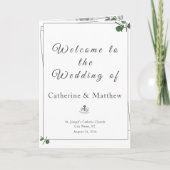 Witte Kant & Roos bladeren Nuptial Mass met Foto Programma (Voorkant)