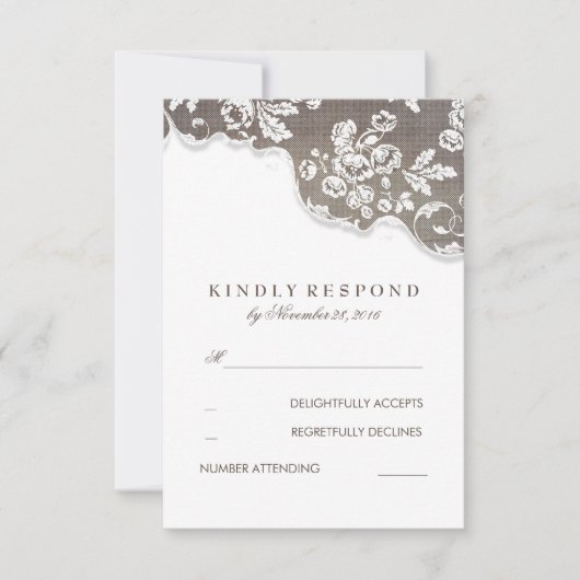 Witte Kant Rustieke bruiloft RSVP (Voorkant)