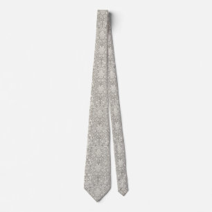 Witte Kanten Damast Bloem Motief Eenvoudig Stropdas