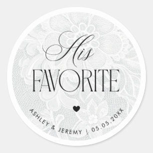 Witte Kanten Favoriet Huwelijksgunst Ronde Sticker