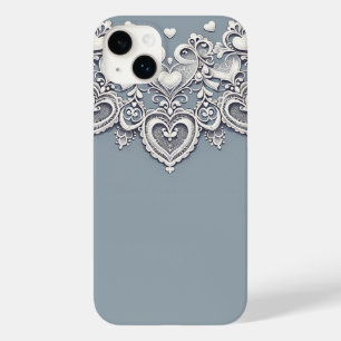 Witte Kanten Hartjes Romantische Charme Elegant Case-Mate iPhone 14 Plus Hoesje