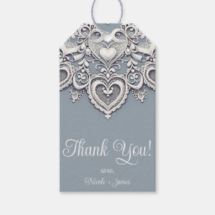 Witte Kanten Hartjes Romantische Charme Trouw Brui Cadeaulabel