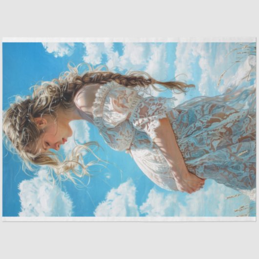 Witte Kanten Kraam Bruiloftsshower Découpage Tissuepapier (Voorkant)