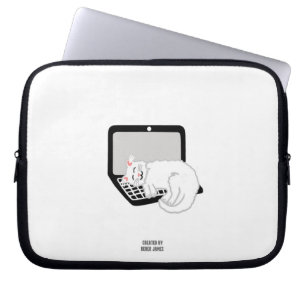 Witte kasthoes op laptophoes laptop sleeve