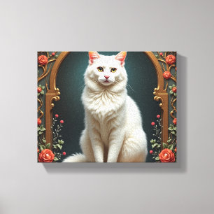 Witte Kat 5D Diamant Schilder Kit Canvas Afdruk