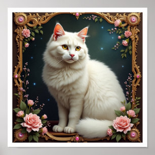 Witte Kat 5D Diamant Schilder Kit Poster