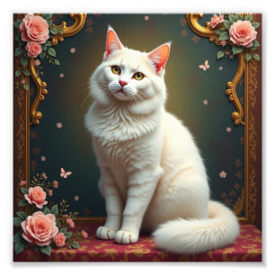 Witte Kat 5D Diamant Schilderen Kit Foto Afdruk