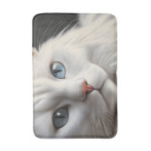 Witte kat badmat (Voorkant Verticaal)