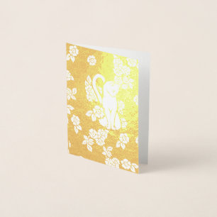 Witte kat bloemen folie kaarten