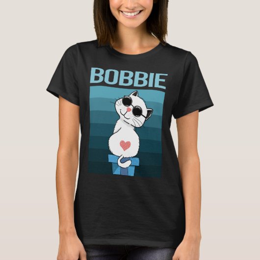 Witte Kat - Bobbie Naam T-shirt (Voorkant)