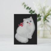 Witte kat briefkaart (Staand voorkant)
