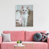 witte kat canvas afdruk (Insitu (Woonkamer))